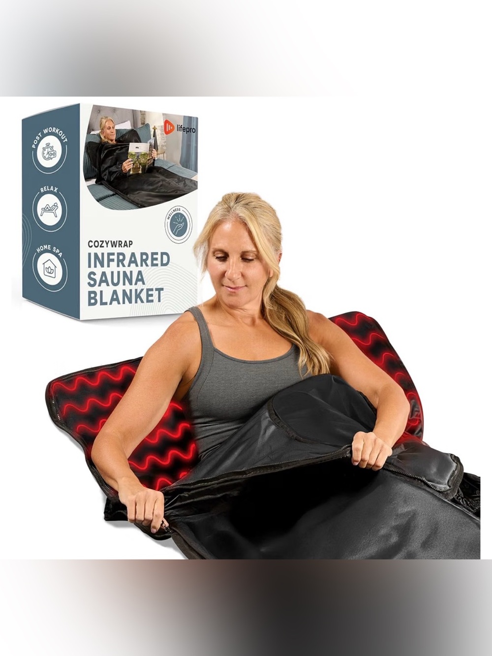 Lifepro Portable Infrared Sauna Blanket with Arm Sleeves